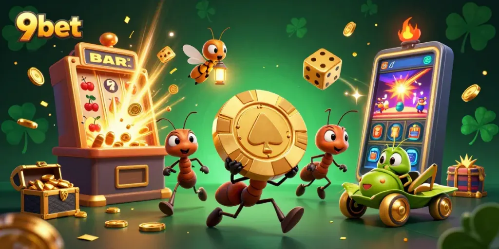 Engage in exciting gaming adventures with 9bet's vibrant 3D casino scene.