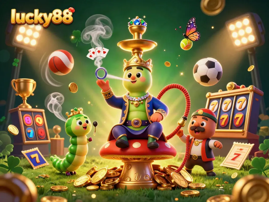 Experience thrilling gameplay and jackpots with lucky88 in a dynamic casino illustration.
