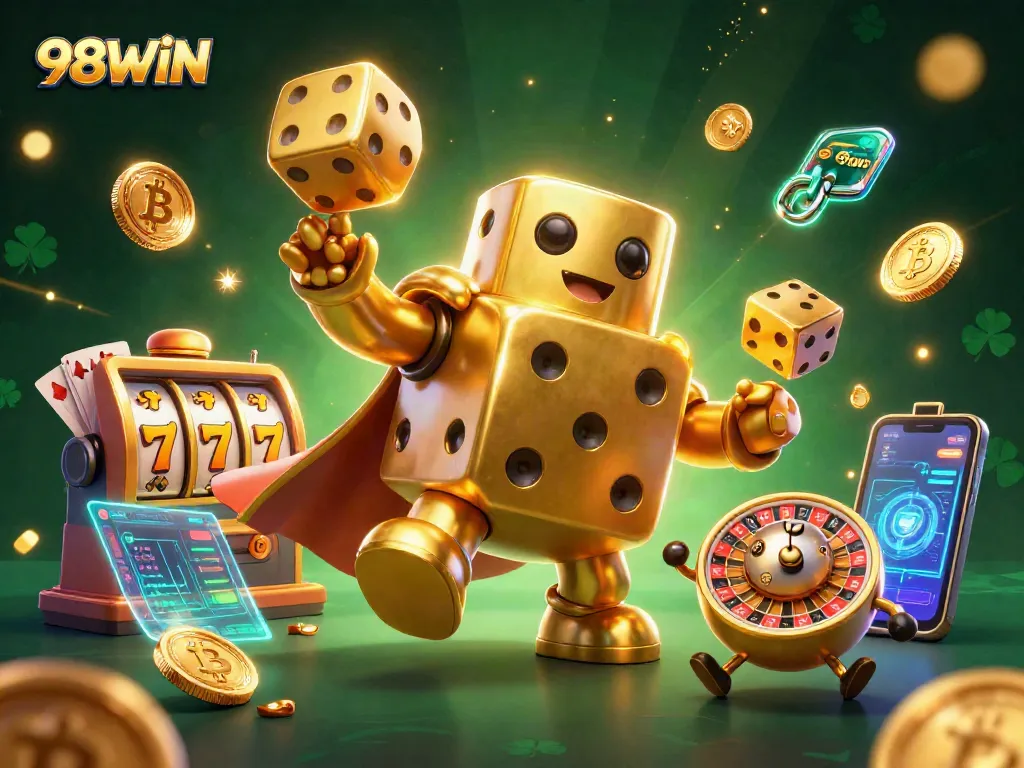 Spin to win with 98WIN's immersive gaming experience, featuring vibrant slots and dynamic characters.