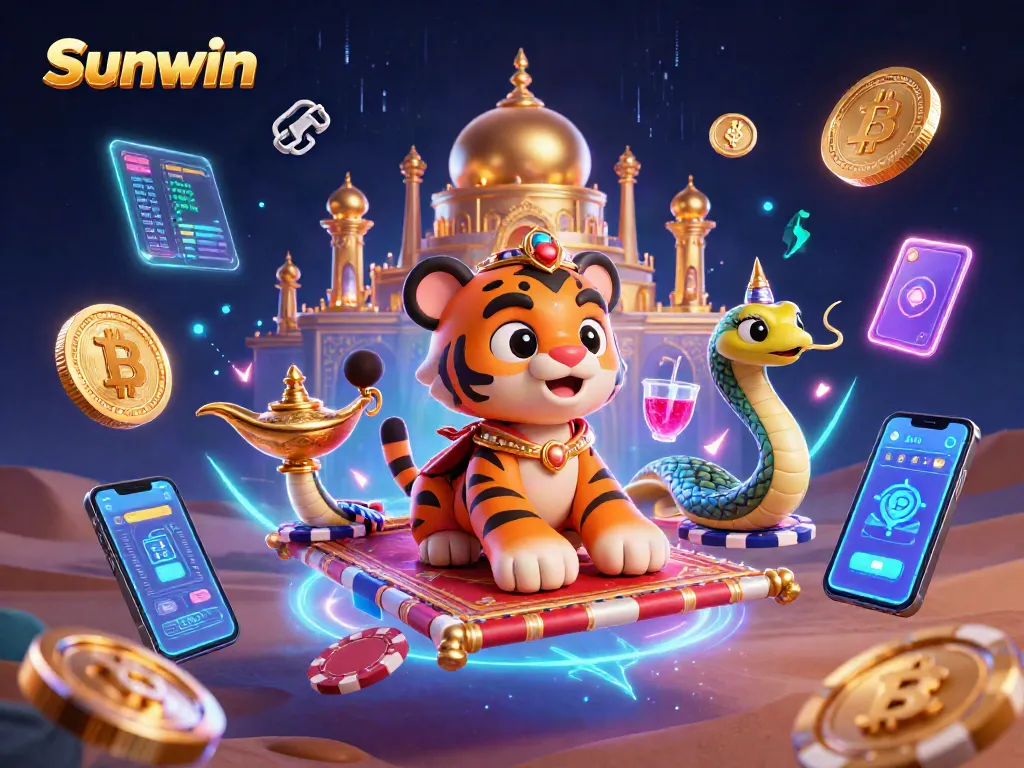 Play with Sunwin in an enchanting 3D scene filled with vibrant casino elements