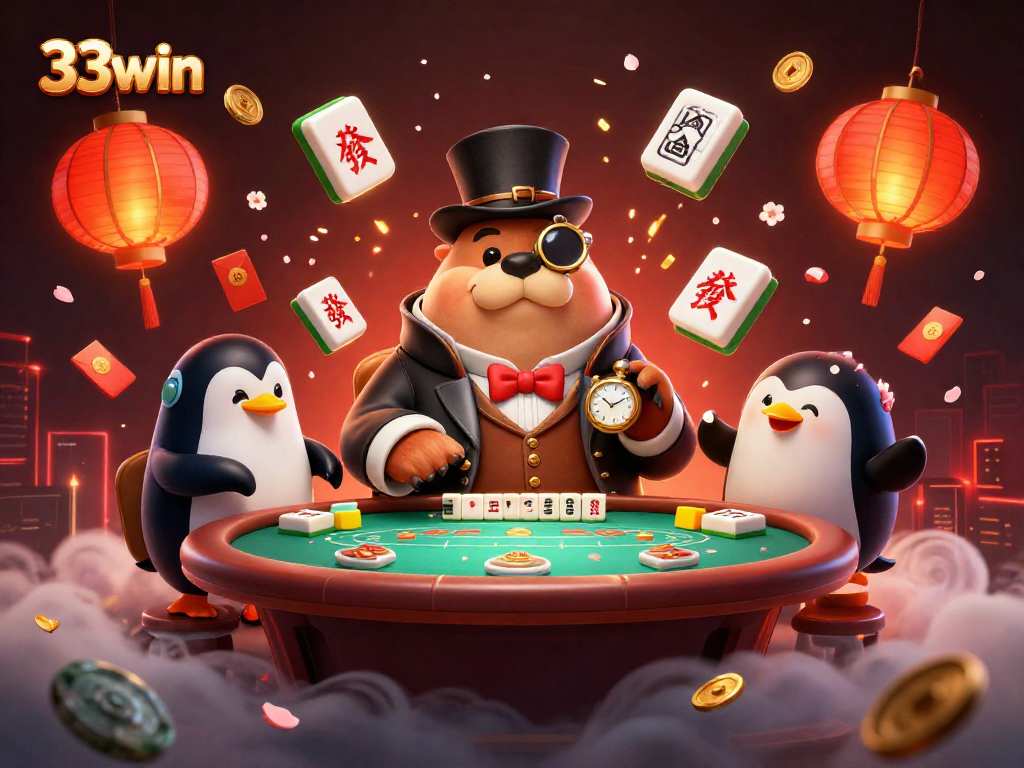 Experience the thrill of 33win with a fun poker scene featuring unique underwater characters.