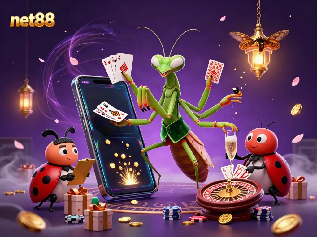 Celebrate exciting wins with net88 in this vibrant 3D casino scene featuring whimsical characters.