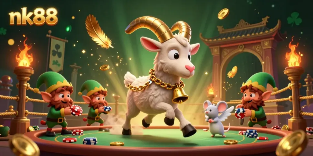 Experience thrilling action at nk88 with a Krampus goat running a festive casino filled with excitement.