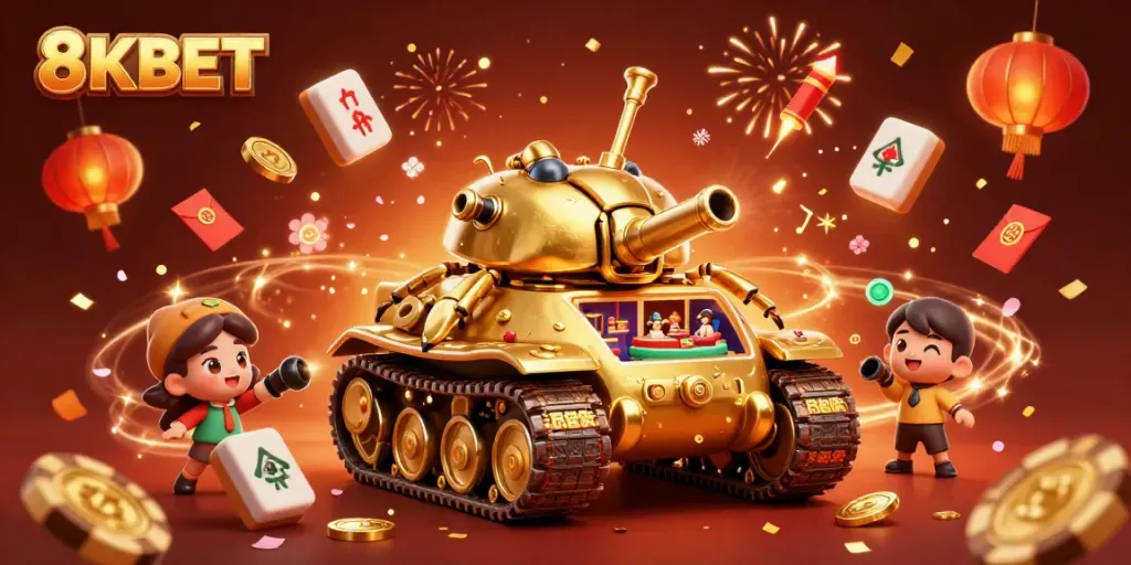 Experience exhilarating action at 8KBET with vibrant casino elements celebrating wins.