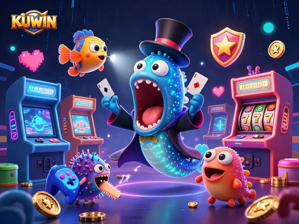 KUWIN showcases vibrant slots and thrilling magic in a captivating deep-sea casino scene.