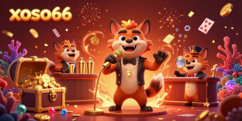 Enjoy laughter at xoso66's comedy casino with hyenas mixing drinks and sharing jokes in a vibrant setting.