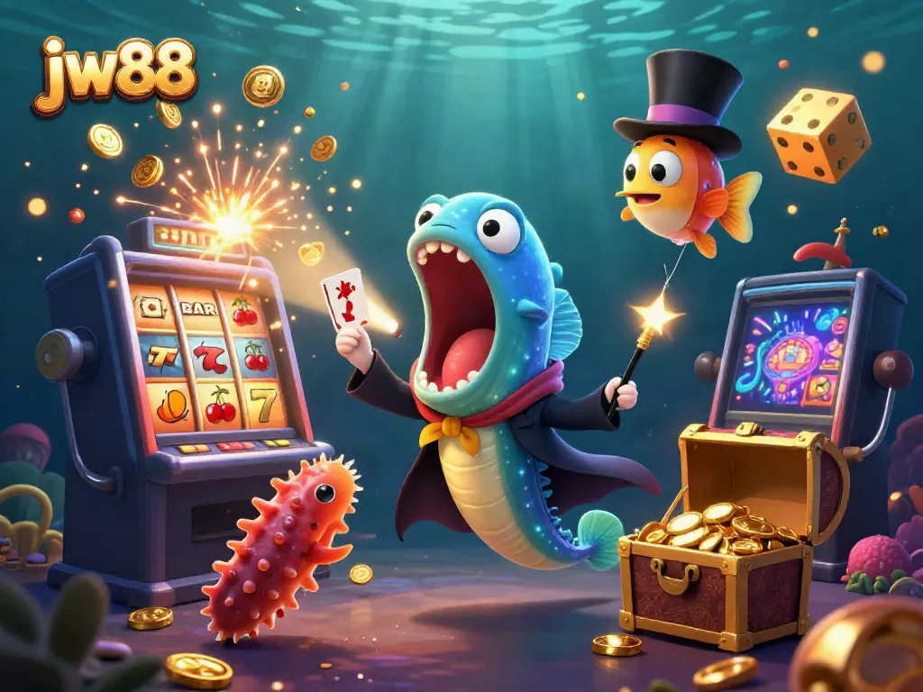 Experience the thrilling magic of jw88 casino with captivating characters performing amidst dazzling slots.
