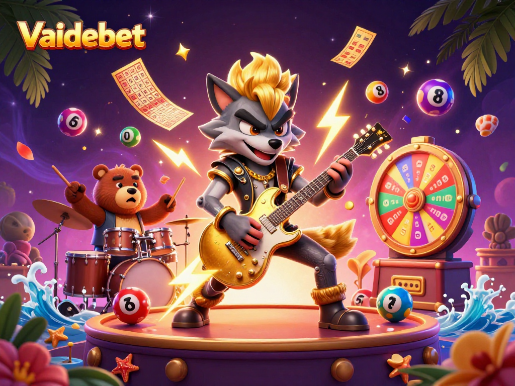 Experience exciting gambling at Vaidebet with thrilling cartoon characters and dynamic casino elements.