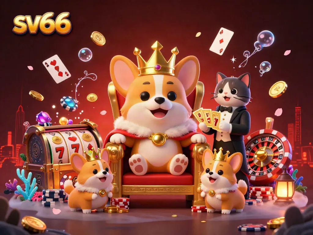 Engage with sv66 for winning casino strategies featuring a royal corgi and game elements.