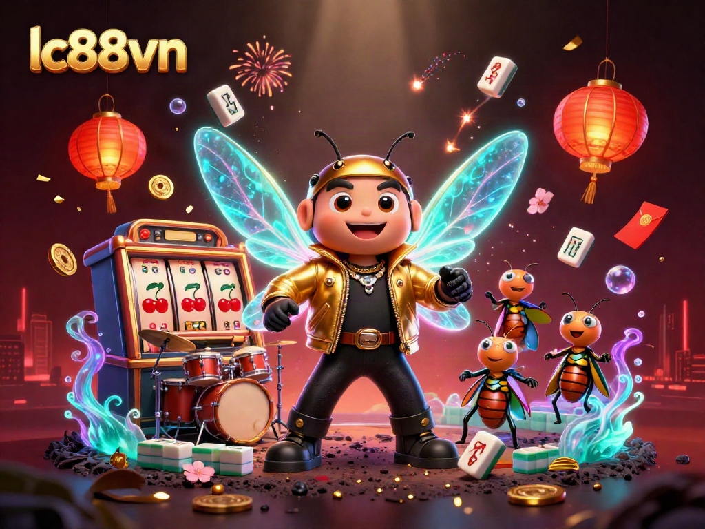 Experience thrilling gameplay with lc88vn's vibrant slot action featuring a rock star and dynamic casino elements.