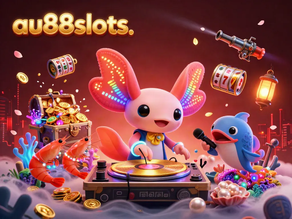 engage in exciting gaming with au88slots, featuring vibrant underwater characters and casino elements