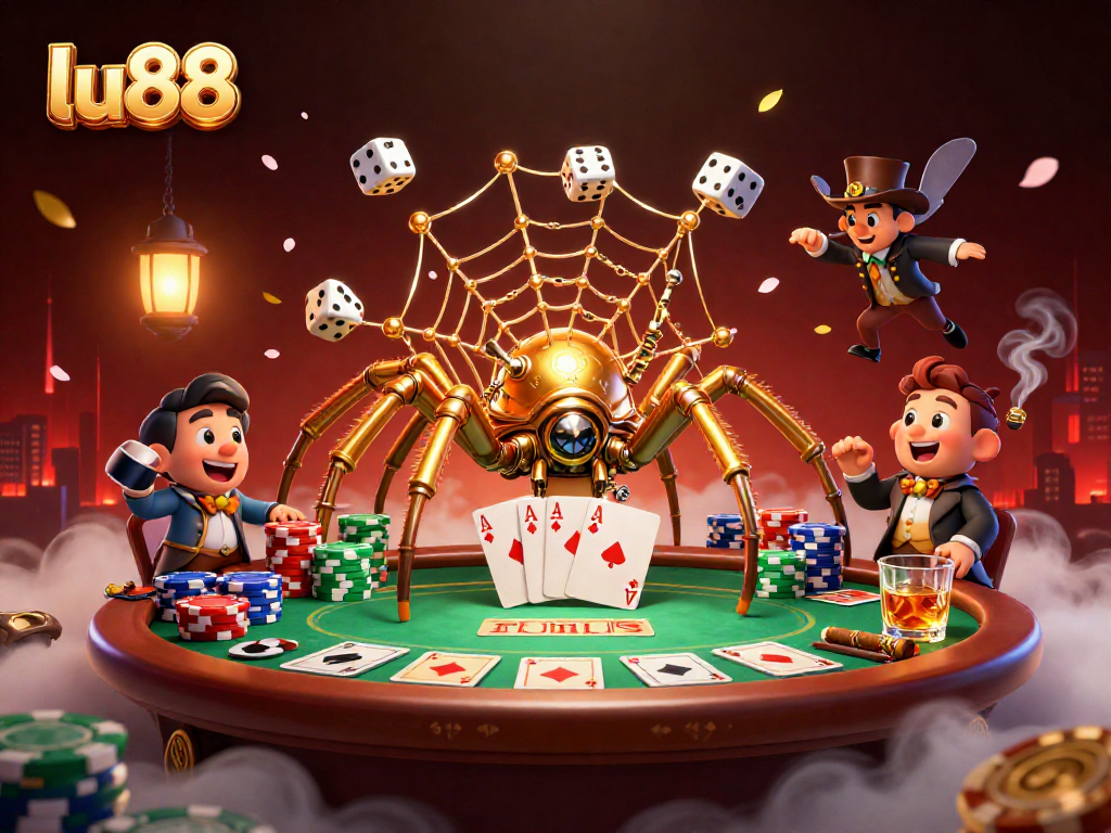 Engage with lu88's exciting poker scene featuring a whimsical steampunk aesthetic.