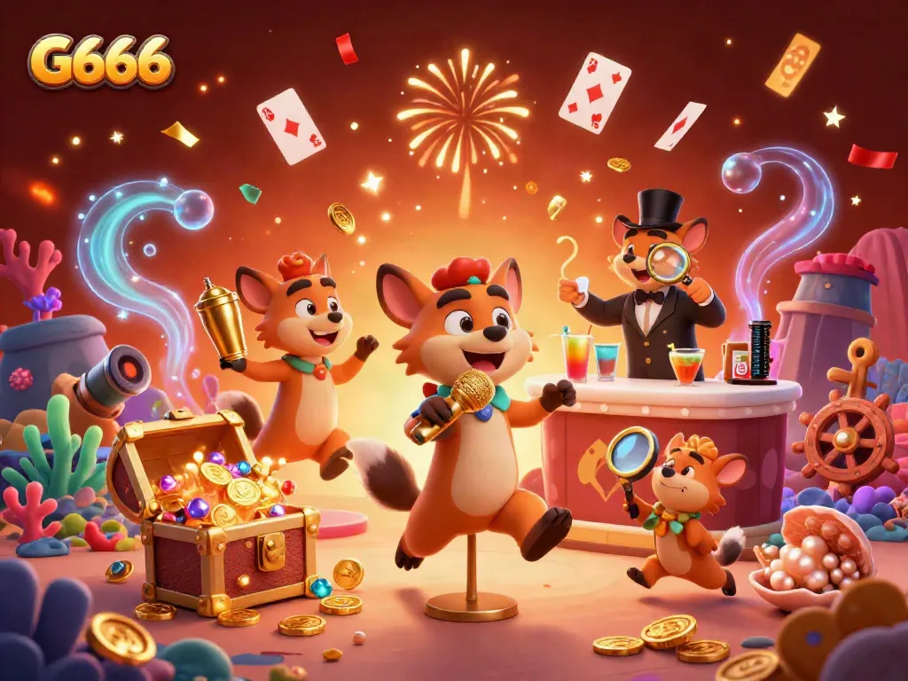 G666 showcases hyenas in a casino scene, featuring a comedian, bartender, and bouncer amidst vibrant gambling elements.