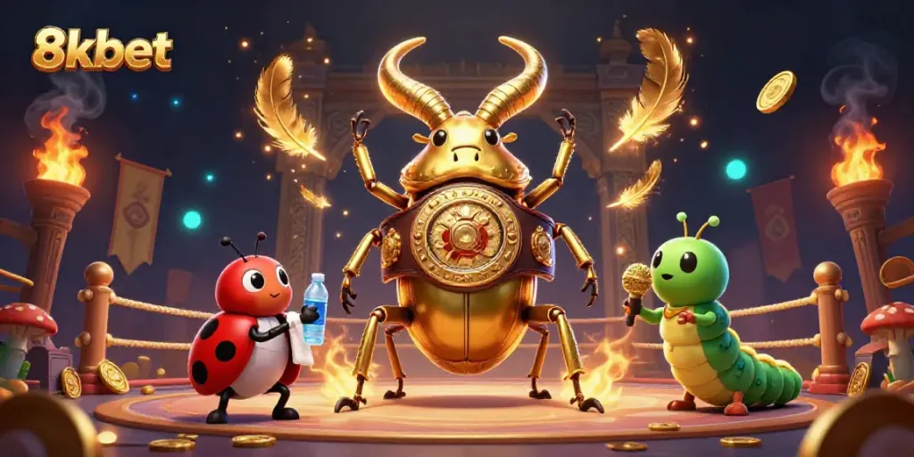 Visualize the energetic showdown featuring 8xbet's unique characters in an exciting casino atmosphere.
