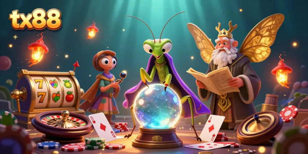 Experience thrilling wins with tx88's dynamic casino games featuring colorful characters and slot elements.