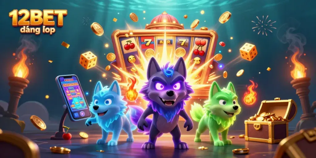 Experience 12BET đăng nhập with exciting slot machine gameplay and dynamic elements bursting with action.