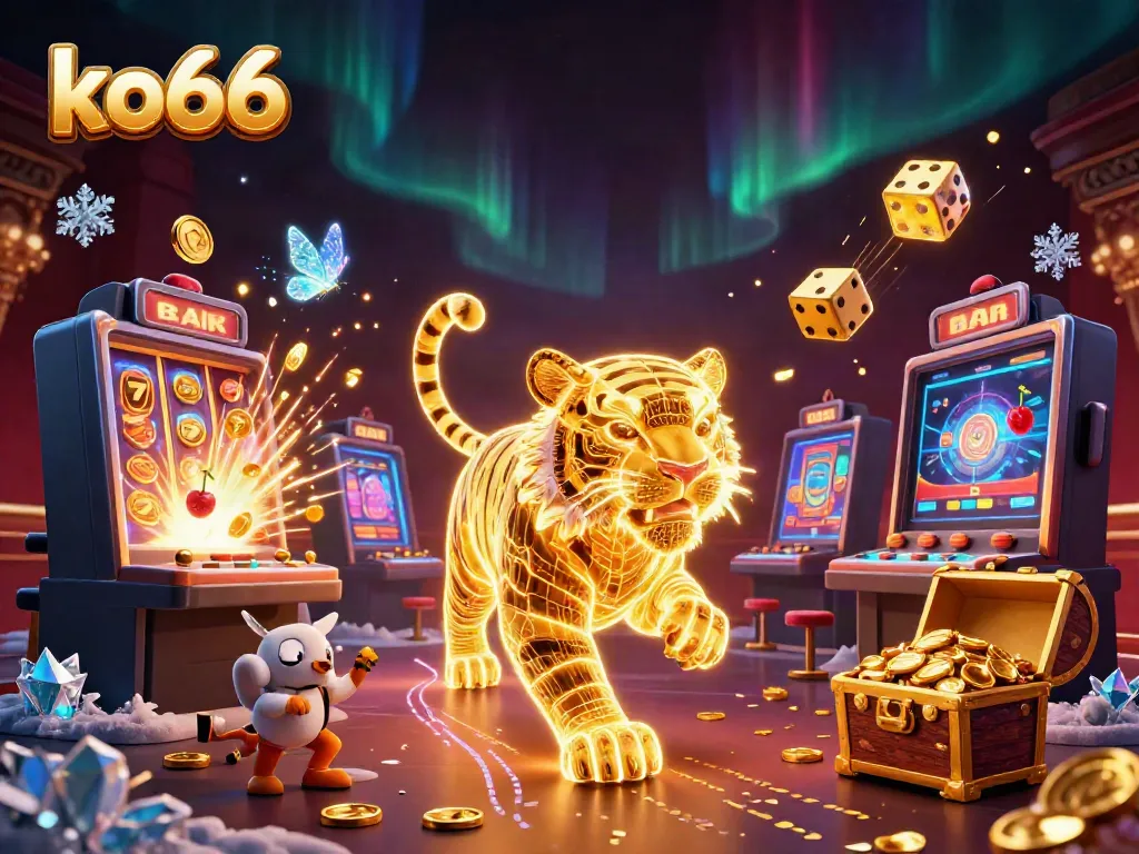 Engage with KO66's vibrant digital casino landscape filled with golden prizes and dynamic gameplay.