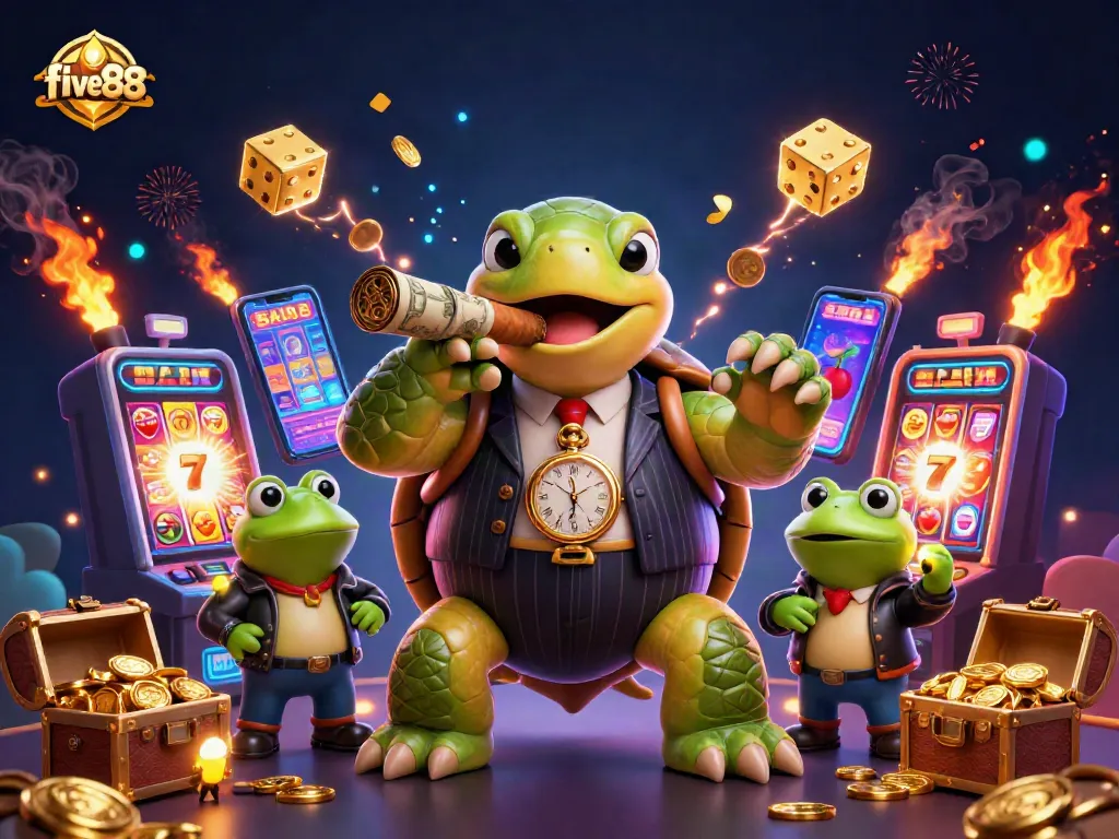Experience the excitement of five88's casino with vibrant characters and thrilling game elements.