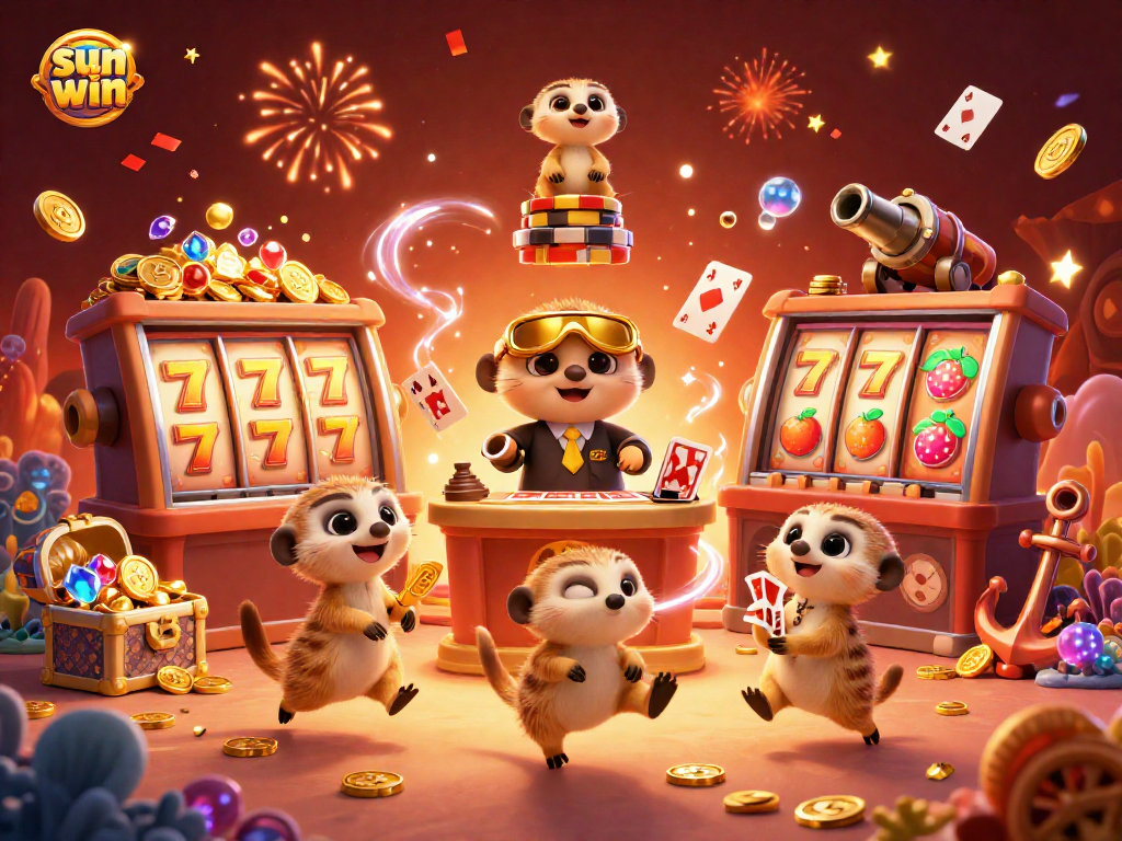 Experience the thrills of "sun win" with vibrant meerkats managing a lively casino scene packed with games.