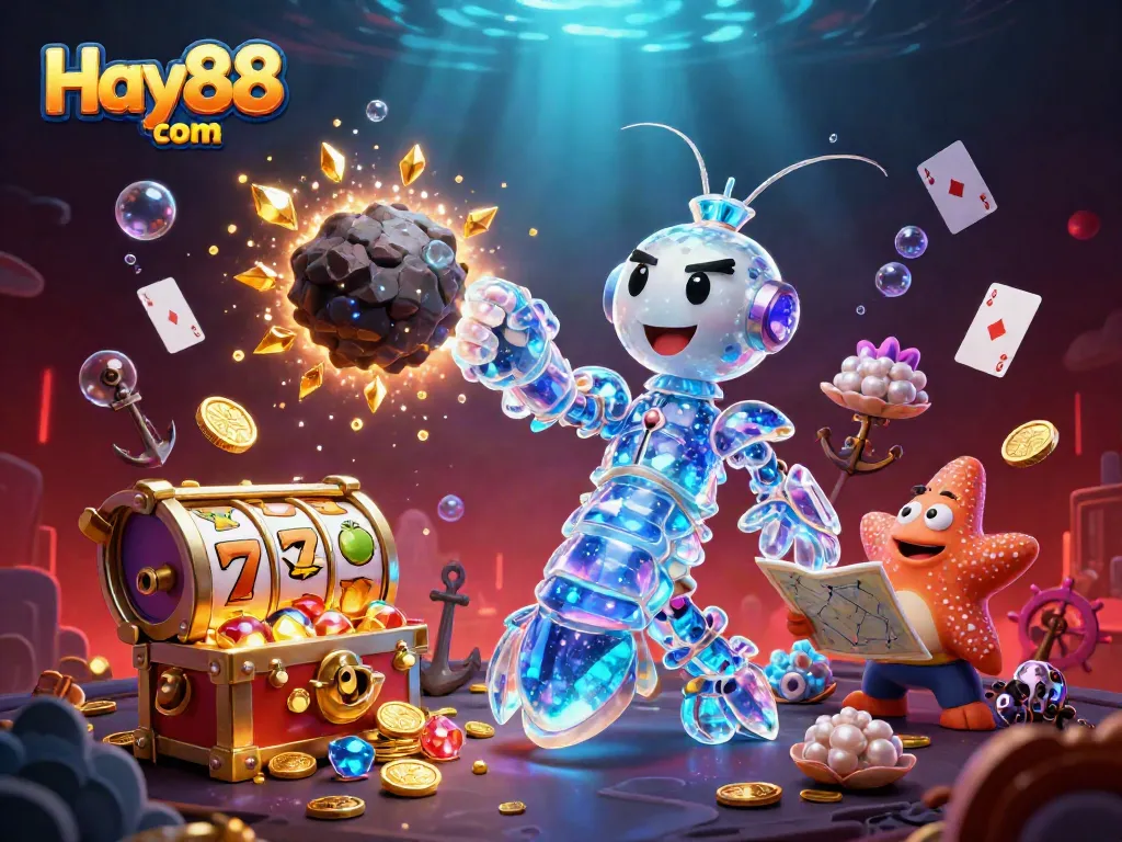 Engage with Hay88 com offering thrilling slot adventures captured in a vibrant underwater scene.