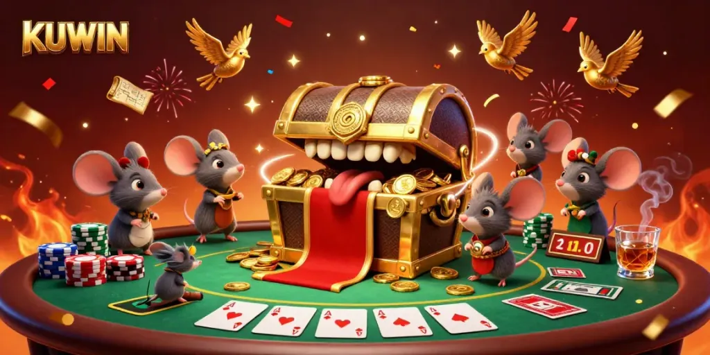 Experience the thrilling allure of KUWIN's treasure-filled casino world with vibrant 3D elements.